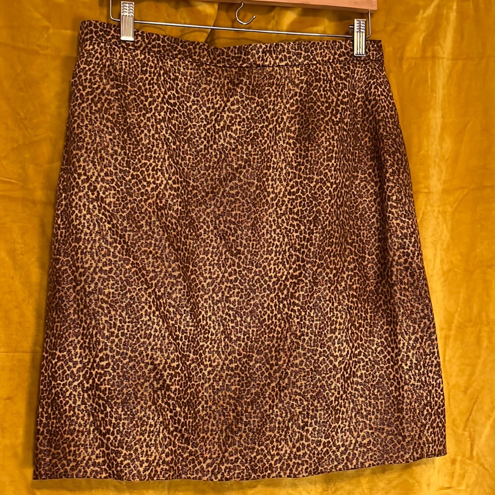 Vintage Escada Metallic Leopard Pencil Skirt EUC US Medium 10/12 EU 44 Wool